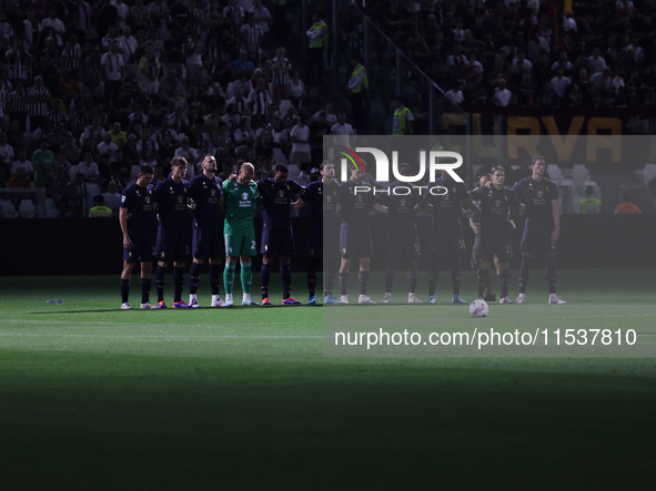 Juventus team during the Serie A 2024-2025 match between Juventus and Roma in Turin, Italy, on September 1, 2024 