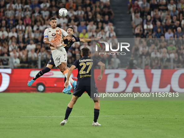 Lorenzo Pellegrini during the Serie A 2024-2025 match between Juventus and Roma in Turin, Italy, on September 1, 2024 