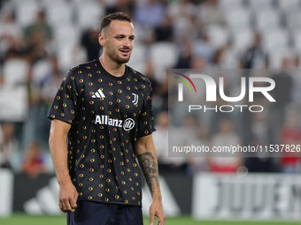 Federico Gatti during the Serie A 2024-2025 match between Juventus and Roma in Turin, Italy, on September 1, 2024 (