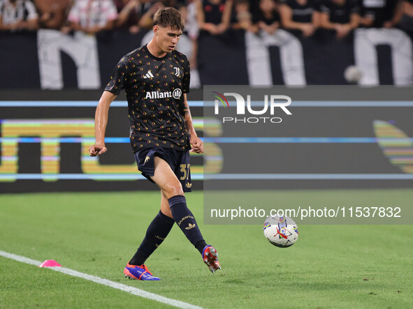 Nicolo Savona during the Serie A 2024-2025 match between Juventus and Roma in Turin, Italy, on September 1, 2024 