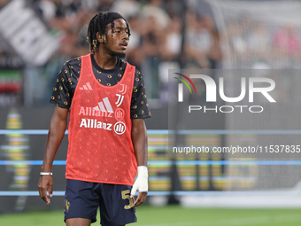 Samuel Tshifunda Mbangula during the Serie A 2024-2025 match between Juventus and Roma in Turin, Italy, on September 1, 2024 (