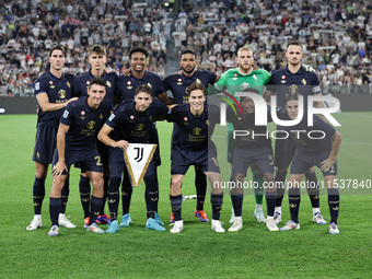 Juventus team during the Serie A 2024-2025 match between Juventus and Roma in Turin, Italy, on September 1, 2024 (