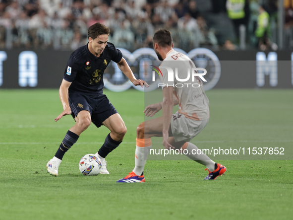 Kenan Yildiz during the Serie A 2024-2025 match between Juventus and Roma in Turin, Italy, on September 1, 2024 