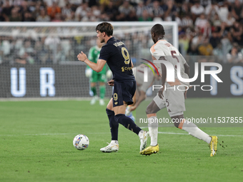 Dusan Vlahovic during the Serie A 2024-2025 match between Juventus and Roma in Turin, Italy, on September 1, 2024 (