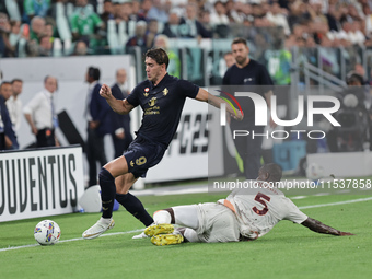 Dusan Vlahovic during the Serie A 2024-2025 match between Juventus and Roma in Turin, Italy, on September 1, 2024 (