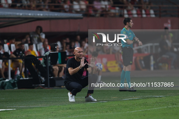 Davide Possanzini is the Head Coach of Mantova 1911 during the Italian Serie B soccer championship football match between Mantova Calcio 191...