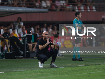 Davide Possanzini is the Head Coach of Mantova 1911 during the Italian Serie B soccer championship football match between Mantova Calcio 191...