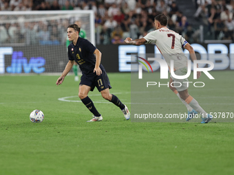 Nicolo Fagioli during the Serie A 2024-2025 match between Juventus and Roma in Turin, Italy, on September 1, 2024 (