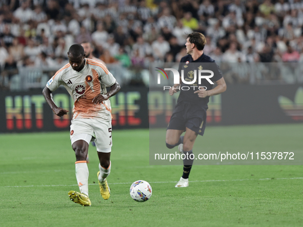 Evan Ndicka during the Serie A match between Juventus and Roma in Turin, Italy, on September 1, 2024 