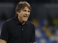 Antonio Conte, coach of Napoli, reacts during the Serie A soccer match between SSC Napoli and Parma Calcio at Stadio Maradona in Naples, Ita...