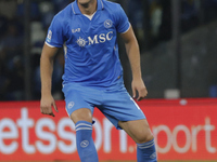 Amir Rrahmani of Napoli controls the ball during the Serie A soccer match between SSC Napoli and Parma Calcio at Stadio Maradona in Naples,...