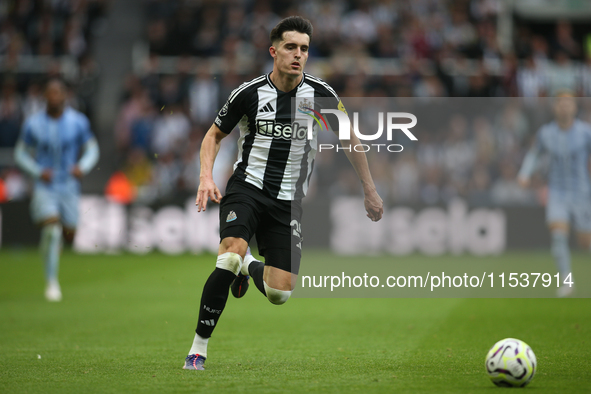 Newcastle United's Tino Livramento during the Premier League match between Newcastle United and Tottenham Hotspur at St. James's Park in New...