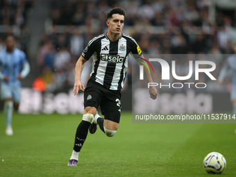 Newcastle United's Tino Livramento during the Premier League match between Newcastle United and Tottenham Hotspur at St. James's Park in New...