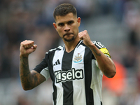 Newcastle United's Bruno Guimaraes during the Premier League match between Newcastle United and Tottenham Hotspur at St. James's Park in New...