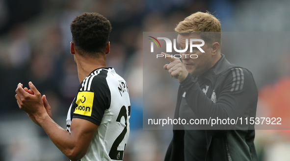 Newcastle United Manager Eddie Howe points at Newcastle United's Jacob Murphy during the Premier League match between Newcastle United and T...