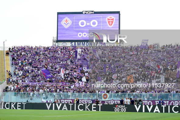 Supporters of ACF Fiorentina during the Serie A Enilive match between ACF Fiorentina and AC Monza at Stadio Artemio Franchi on September 01,...