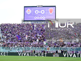 Supporters of ACF Fiorentina during the Serie A Enilive match between ACF Fiorentina and AC Monza at Stadio Artemio Franchi on September 01,...