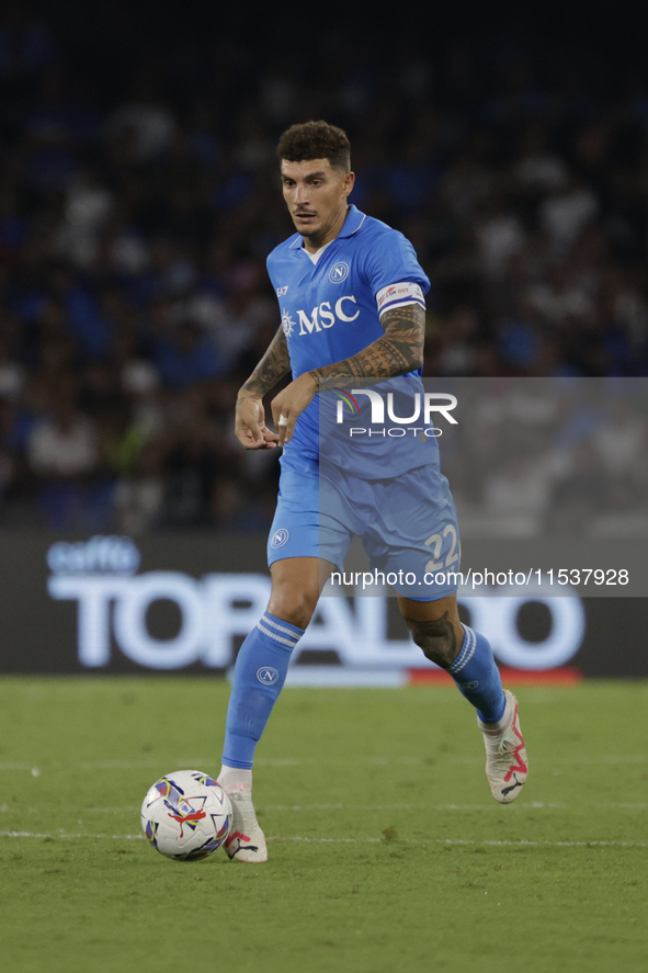 Giovanni Di Lorenzo of Napoli controls the ball during the Serie A soccer match between SSC Napoli and Parma Calcio at Stadio Maradona in Na...