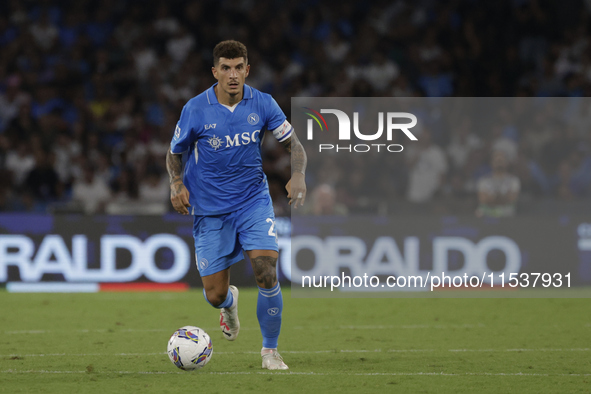 Giovanni Di Lorenzo of Napoli controls the ball during the Serie A soccer match between SSC Napoli and Parma Calcio at Stadio Maradona in Na...