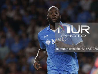 Romelu Lukaku of Napoli reacts during the Serie A soccer match between SSC Napoli and Parma Calcio at Stadio Maradona in Naples, Italy, on A...