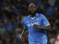 Romelu Lukaku of Napoli reacts during the Serie A soccer match between SSC Napoli and Parma Calcio at Stadio Maradona in Naples, Italy, on A...