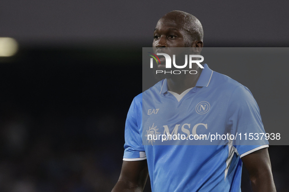 Romelu Lukaku of Napoli looks on during the Serie A soccer match between SSC Napoli and Parma Calcio at Stadio Maradona in Naples, Italy, on...