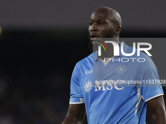 Romelu Lukaku of Napoli looks on during the Serie A soccer match between SSC Napoli and Parma Calcio at Stadio Maradona in Naples, Italy, on...