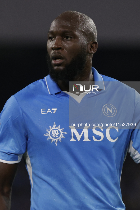 Romelu Lukaku of Napoli looks on during the Serie A soccer match between SSC Napoli and Parma Calcio at Stadio Maradona in Naples, Italy, on...