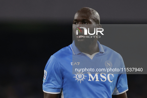 Romelu Lukaku of Napoli looks on during the Serie A soccer match between SSC Napoli and Parma Calcio at Stadio Maradona in Naples, Italy, on...