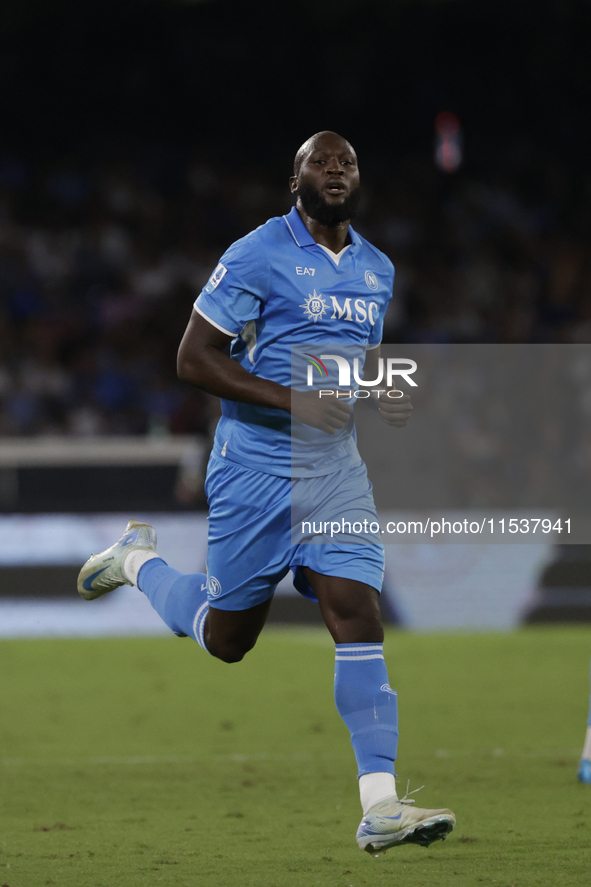 Romelu Lukaku of Napoli looks on during the Serie A soccer match between SSC Napoli and Parma Calcio at Stadio Maradona in Naples, Italy, on...