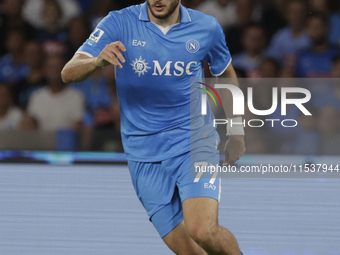 Khvicha Kvaratskhelia of Napoli is in action during the Serie A soccer match SSC Napoli vs. Parma Calcio at Stadio Maradona in Naples, Italy...