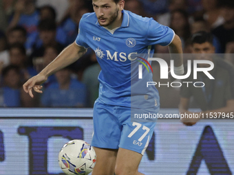 Khvicha Kvaratskhelia of Napoli is in action during the Serie A soccer match SSC Napoli vs. Parma Calcio at Stadio Maradona in Naples, Italy...