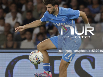 Khvicha Kvaratskhelia of Napoli controls the ball during the Serie A soccer match SSC Napoli vs. Parma Calcio at Stadio Maradona in Naples,...