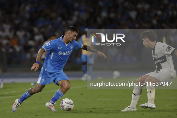 Matteo Politano of Napoli is in action during the Serie A soccer match between SSC Napoli and Parma Calcio at Stadio Maradona in Naples, Ita...