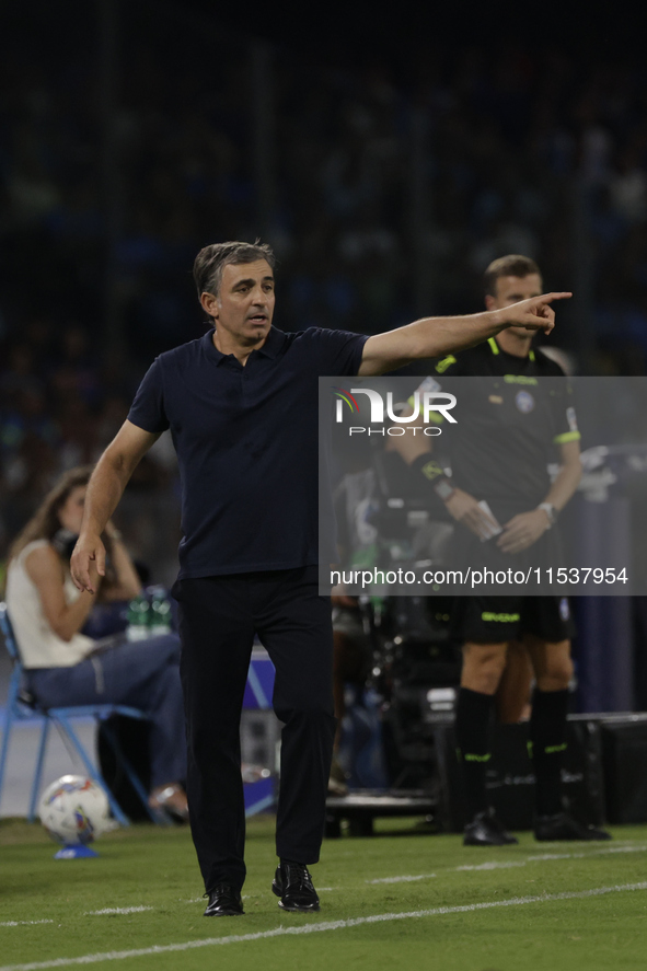 Parma's Coach Fabio Pecchia reacts during the Serie A soccer match between SSC Napoli and Parma Calcio at Stadio Maradona in Naples, Italy,...