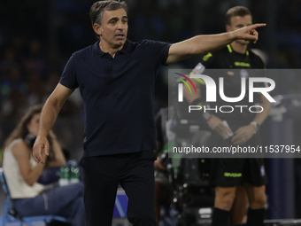 Parma's Coach Fabio Pecchia reacts during the Serie A soccer match between SSC Napoli and Parma Calcio at Stadio Maradona in Naples, Italy,...