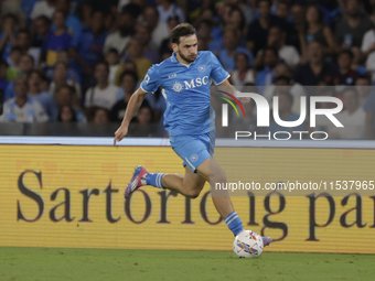 Khvicha Kvaratskhelia of Napoli controls the ball during the Serie A soccer match SSC Napoli vs. Parma Calcio at Stadio Maradona in Naples,...