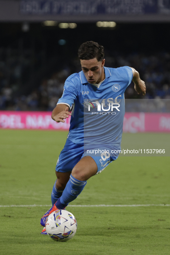 Giacomo Raspadori of Napoli controls the ball during the Serie A soccer match between SSC Napoli and Parma Calcio at Stadio Maradona in Napl...