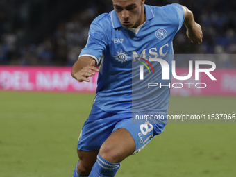 Giacomo Raspadori of Napoli controls the ball during the Serie A soccer match between SSC Napoli and Parma Calcio at Stadio Maradona in Napl...