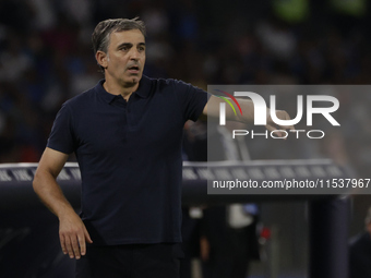 Parma's Coach Fabio Pecchia reacts during the Serie A soccer match between SSC Napoli and Parma Calcio at Stadio Maradona in Naples, Italy,...