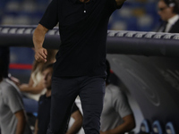 Antonio Conte, coach of Napoli, reacts during the Serie A soccer match between SSC Napoli and Parma Calcio at Stadio Maradona in Naples, Ita...