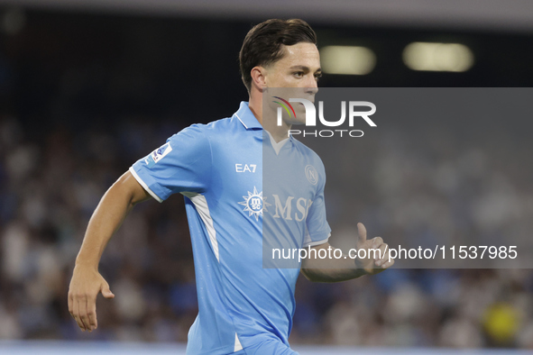 Giacomo Raspadori of Napoli looks on during the Serie A soccer match between SSC Napoli and Parma Calcio at Stadio Maradona in Naples, Italy...