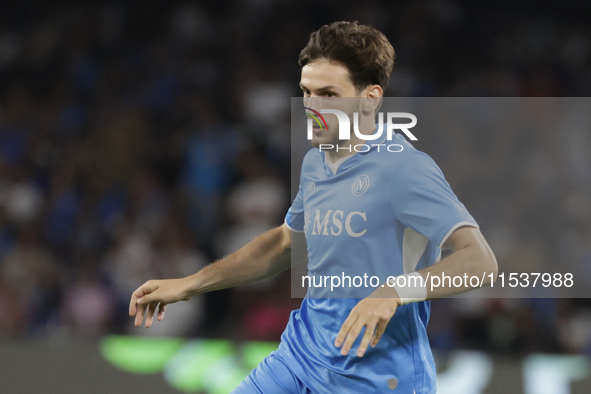 Khvicha Kvaratskhelia of Napoli looks on during the Serie A soccer match between SSC Napoli and Parma Calcio at Stadio Maradona in Naples, I...