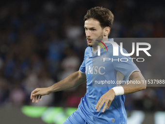 Khvicha Kvaratskhelia of Napoli looks on during the Serie A soccer match between SSC Napoli and Parma Calcio at Stadio Maradona in Naples, I...