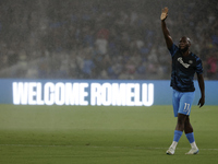 Romelu Lukaku of Napoli waves to fans before the Napoli vs. Parma Calcio match at Stadio Maradona in Naples, Italy, on August 31, 2024. (