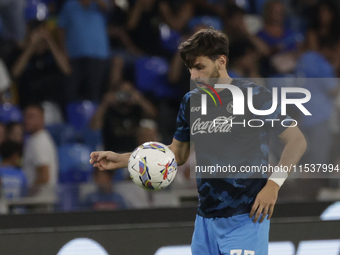 Khvicha Kvaratskhelia of Napoli controls the ball before the Serie A soccer match SSC Napoli - Parma Calcio at Stadio Maradona in Naples, It...