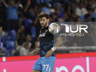 Khvicha Kvaratskhelia of Napoli controls the ball before the Serie A soccer match SSC Napoli - Parma Calcio at Stadio Maradona in Naples, It...