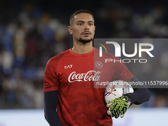 Elia Caprile of Napoli looks on before the Serie A soccer match between SSC Napoli and Parma Calcio at Stadio Maradona in Naples, Italy, on...