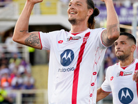 Milan Djuric of AC Monza celebrates after scoring first goal during the Serie A Enilive match between ACF Fiorentina and AC Monza at Stadio...