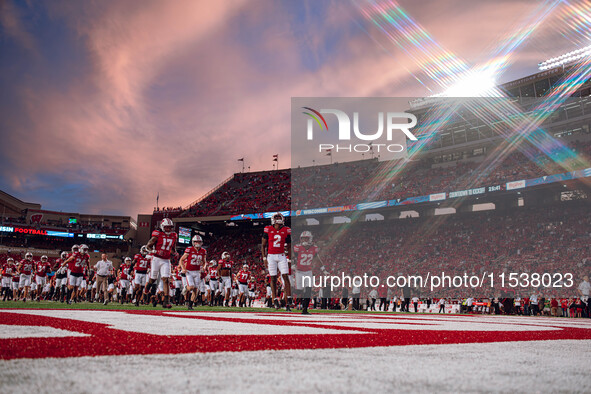 The Wisconsin Badgers play against the Western Michigan Broncos at Camp Randall Stadium in Madison, Wisconsin, on August 30, 2024. 